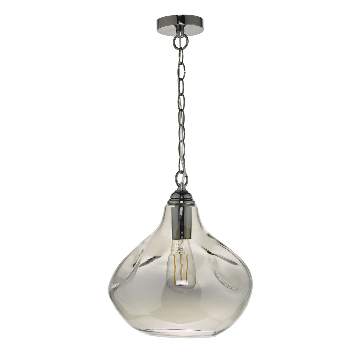 Esarosa Single Pendant In Black Chrome With Smoked Glass Shade