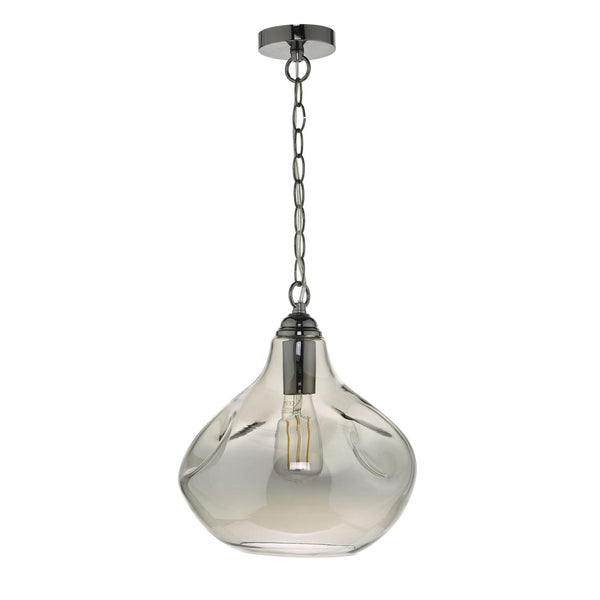 Esarosa Single Pendant In Black Chrome With Smoked Glass Shade