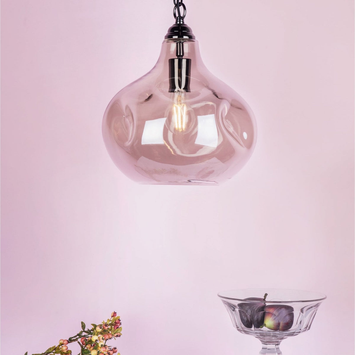 Esarosa Single Pendant In Black Chrome With Smoked Glass Shade