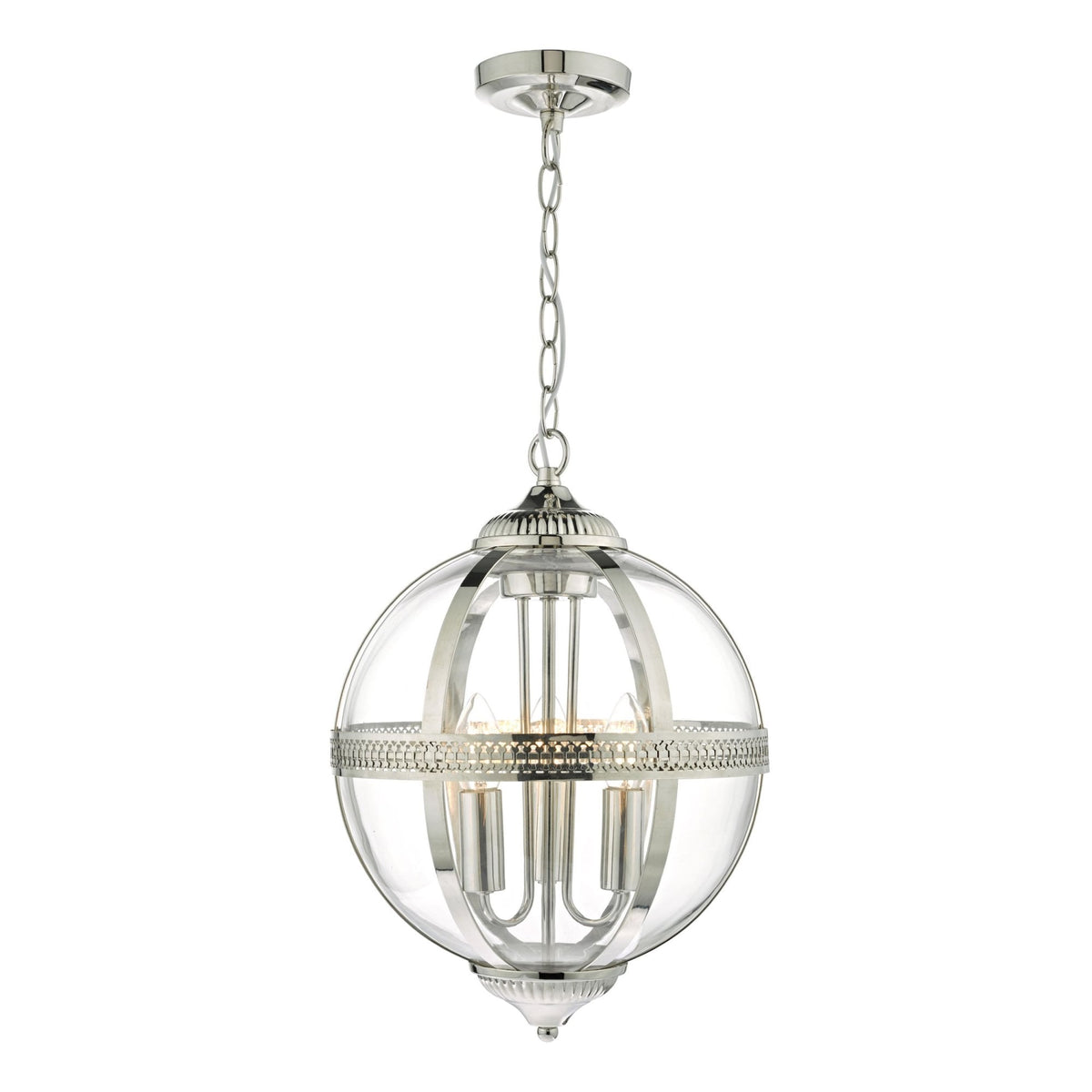 Vanessa 3 Light Pendant In Polished Nickel With Clear Glass
