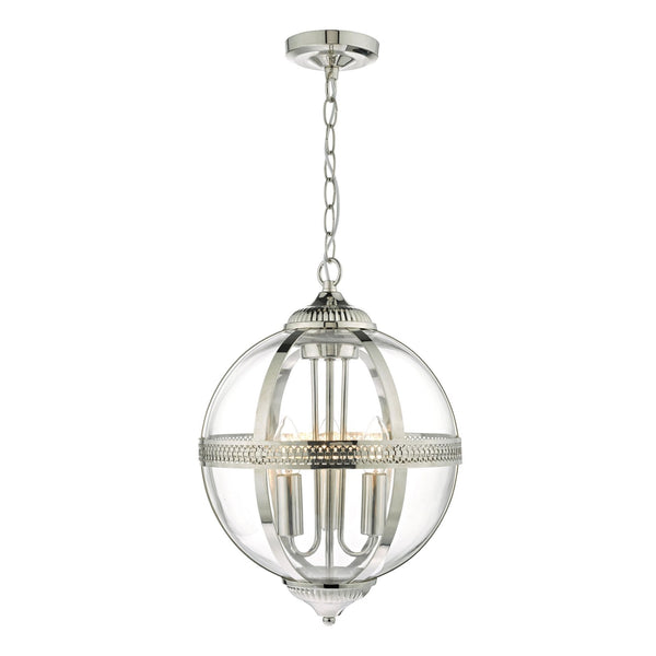 Vanessa 3 Light Pendant In Polished Nickel With Clear Glass