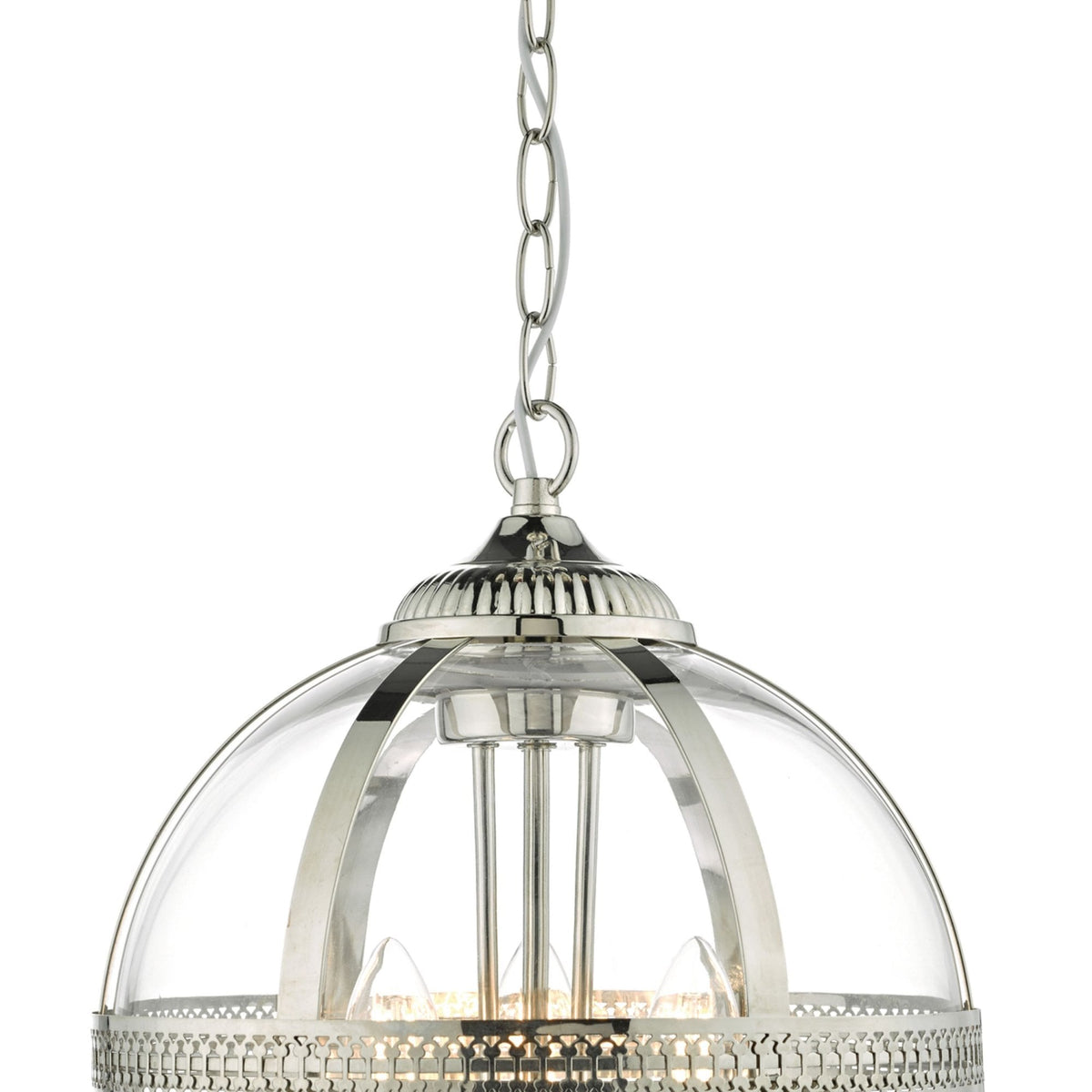 Vanessa 3 Light Pendant In Polished Nickel With Clear Glass