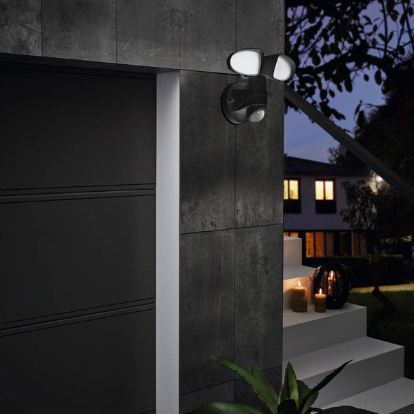 Pagino Twin LED PIR Sensor Outdoor Wall Light in Black