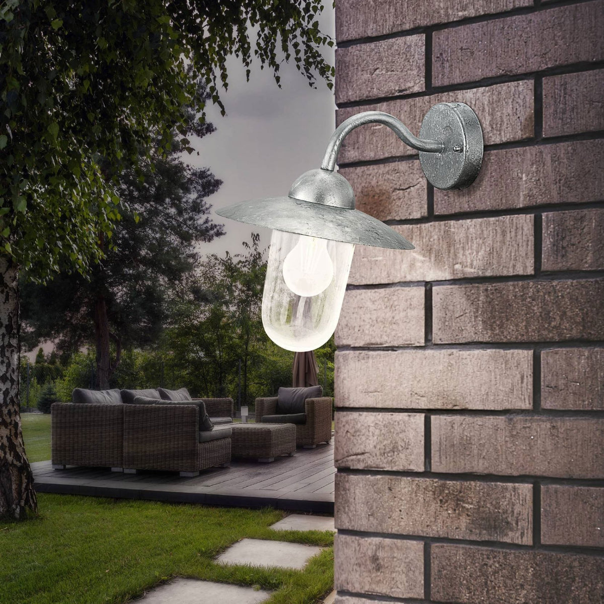 Milton Outdoor IP44 Galvanized Steel Wall Light