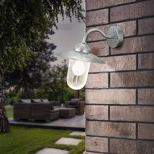 Milton Outdoor IP44 Galvanized Steel Wall Light