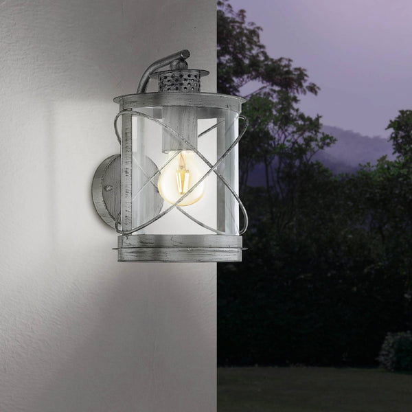 Hilburn IP44 Exterior Wall Light in Antique Silver