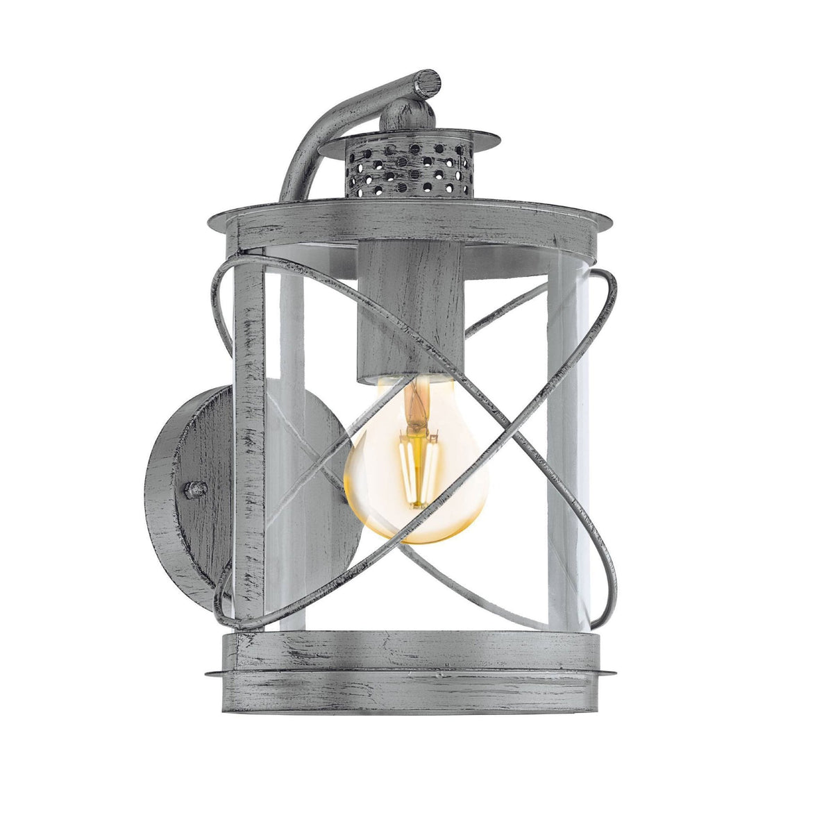 Hilburn IP44 Exterior Wall Light in Antique Silver