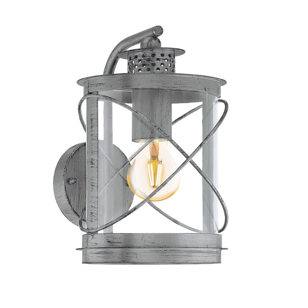 Hilburn IP44 Exterior Wall Light in Antique Silver