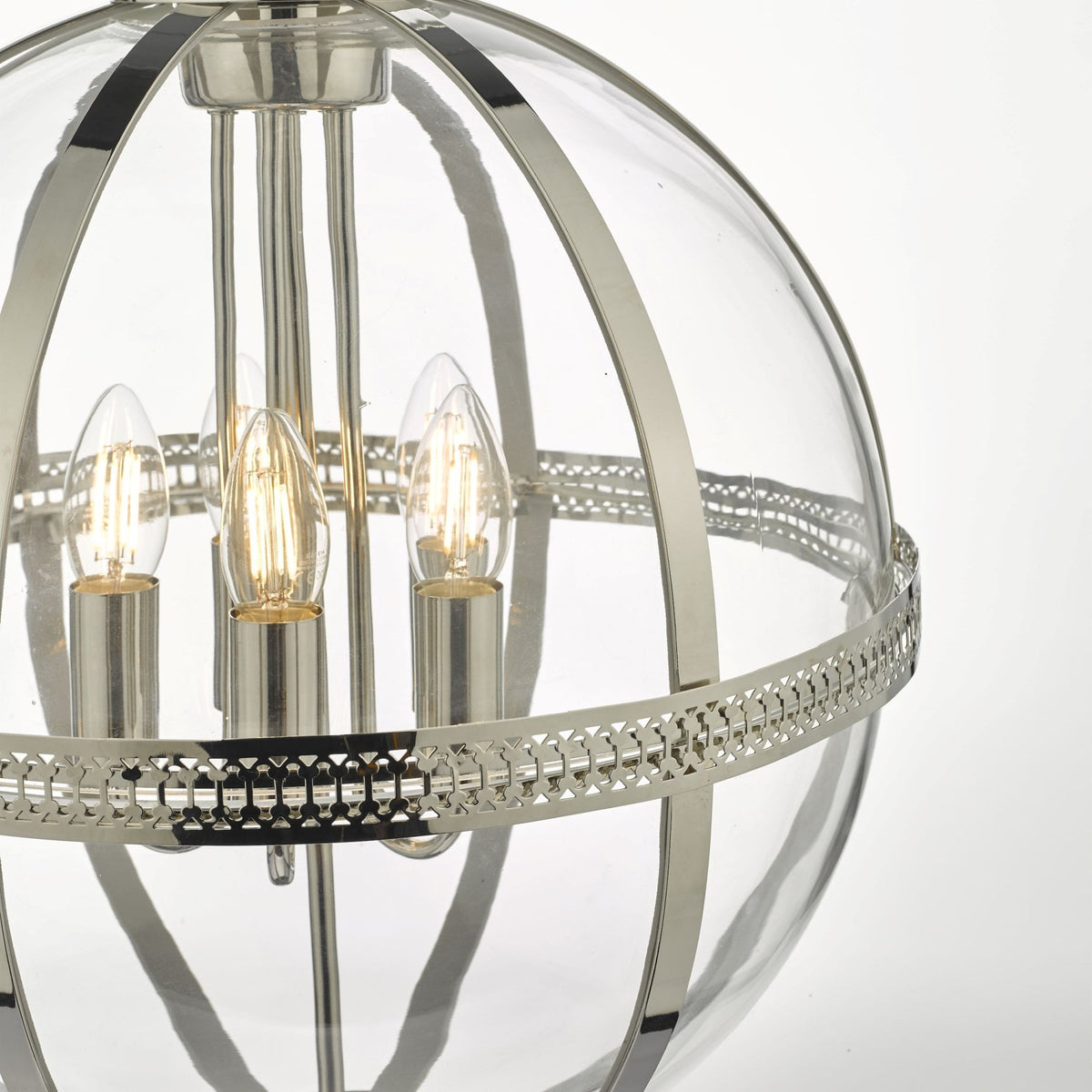 Vanessa 5 Light Pendant In Polished Nickel With Clear Glass