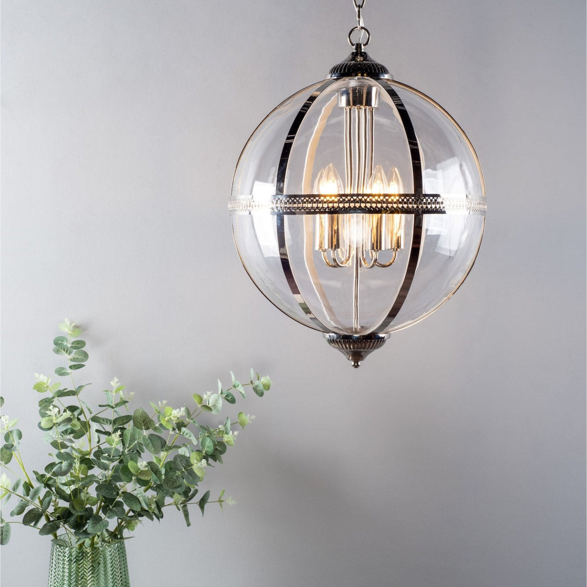 Vanessa 5 Light Pendant In Polished Nickel With Clear Glass