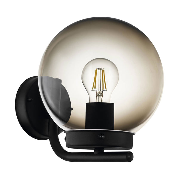 Taverna IP44 Dual Mount Wall Light in Black with Transparent Black Dome