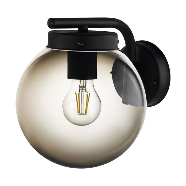Taverna IP44 Dual Mount Wall Light in Black with Transparent Black Dome
