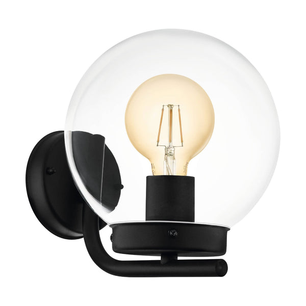 Taverna IP44 Dual Mount Wall Light in Black with Transparent Dome