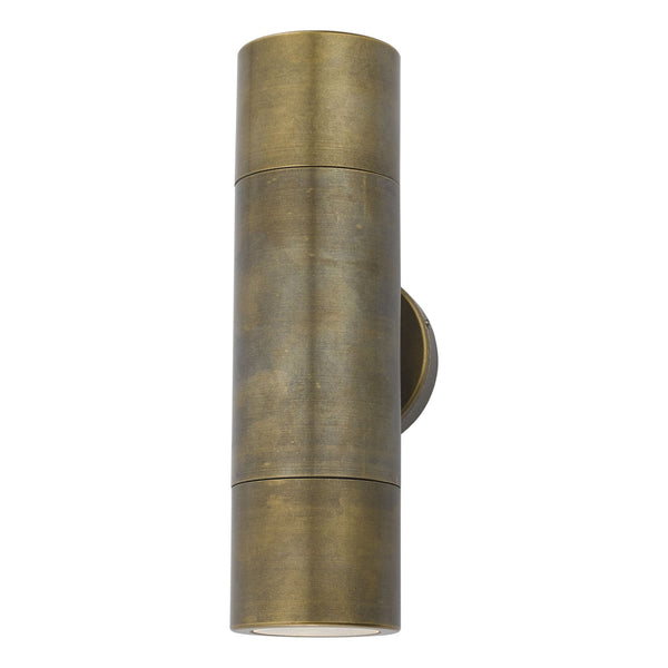 Ortega IP65 Exterior Twin Wall Light In Natural Brass