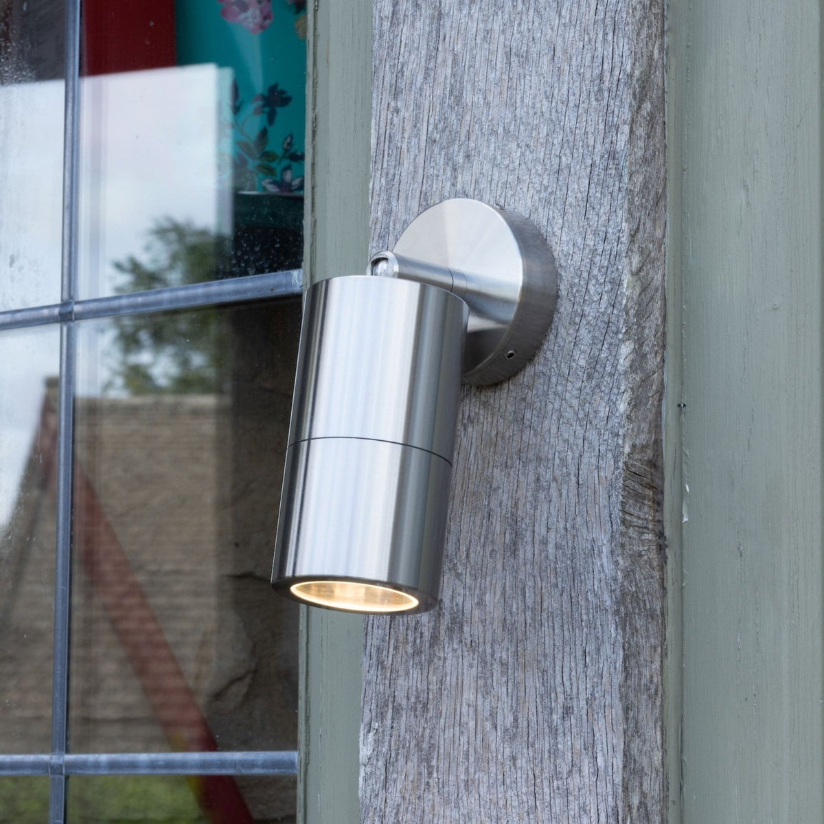 Ortega IP65 Exterior Single Wall Spotlight In Brushed Aluminium
