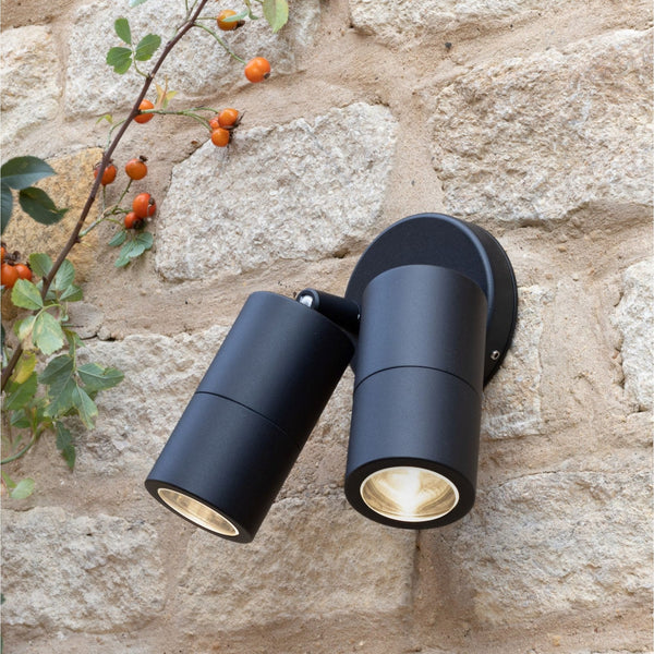 Ortega IP65 Exterior Twin Wall Spotlight In Matt Black