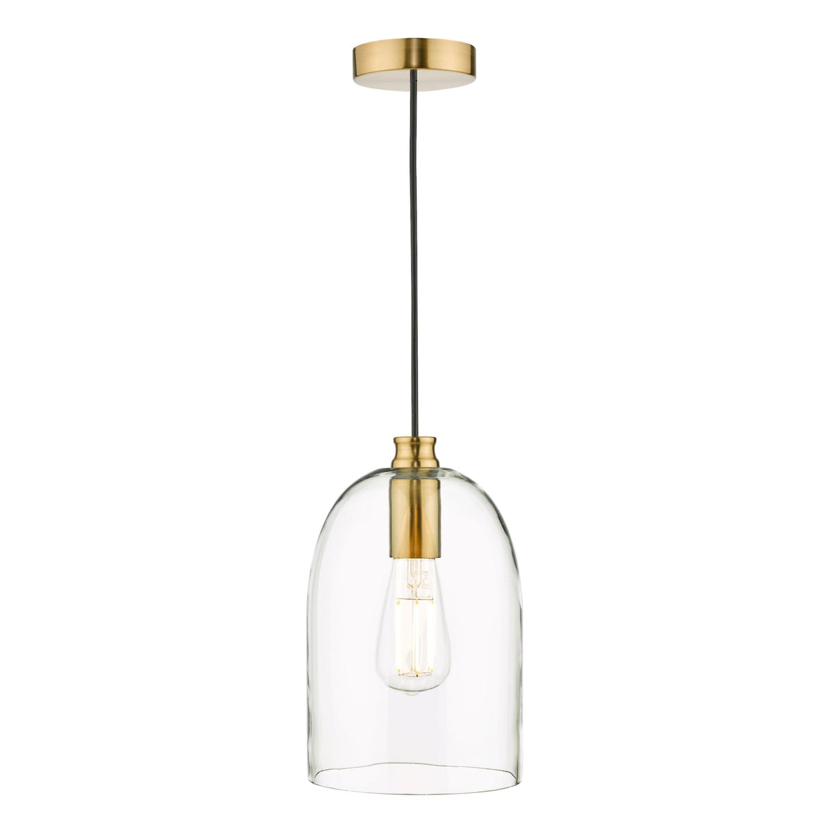 Archie Single Pendant In Satin Bronze With Clear Glass Shade