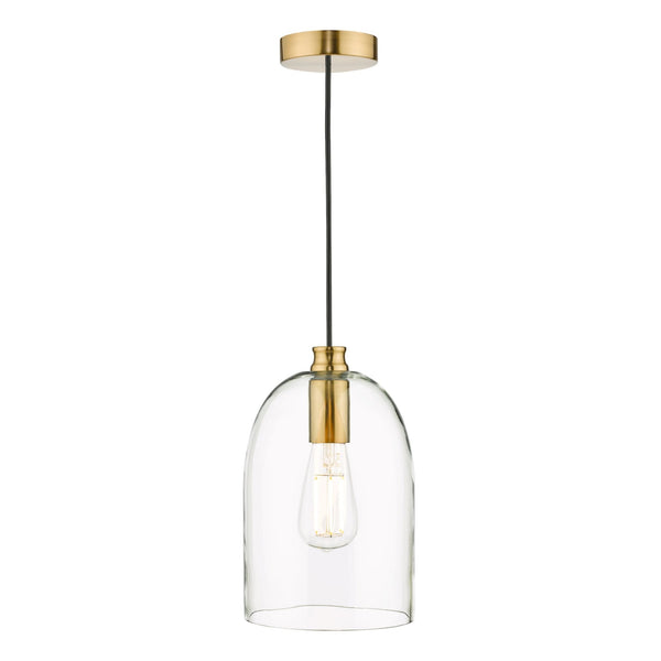 Archie Single Pendant In Satin Bronze With Clear Glass Shade