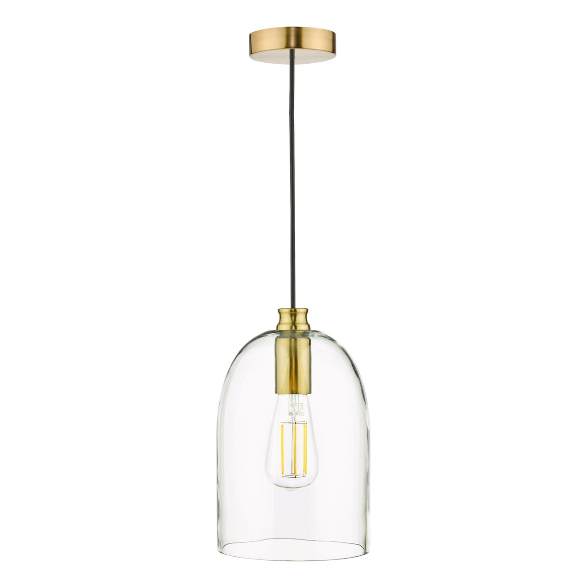 Archie Single Pendant In Satin Bronze With Clear Glass Shade