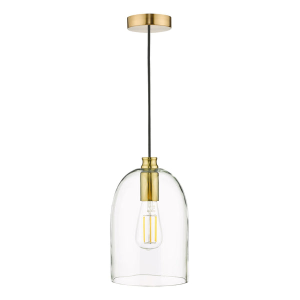 Archie Single Pendant In Satin Bronze With Clear Glass Shade