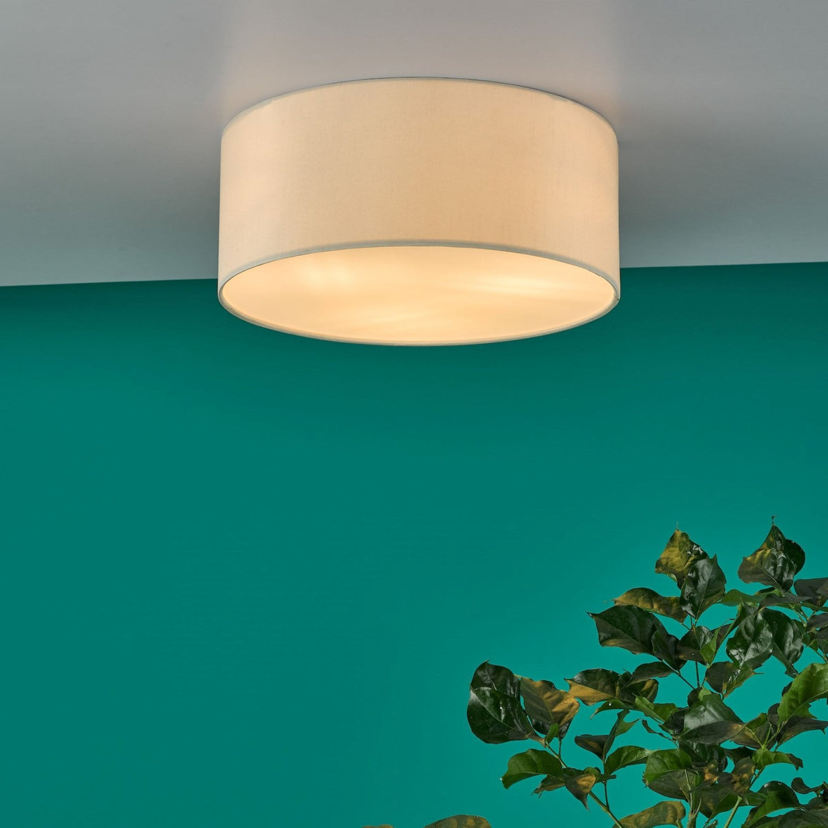 Cierro Small Taupe Semi-Flush Ceiling Light with Frosted Diffuser