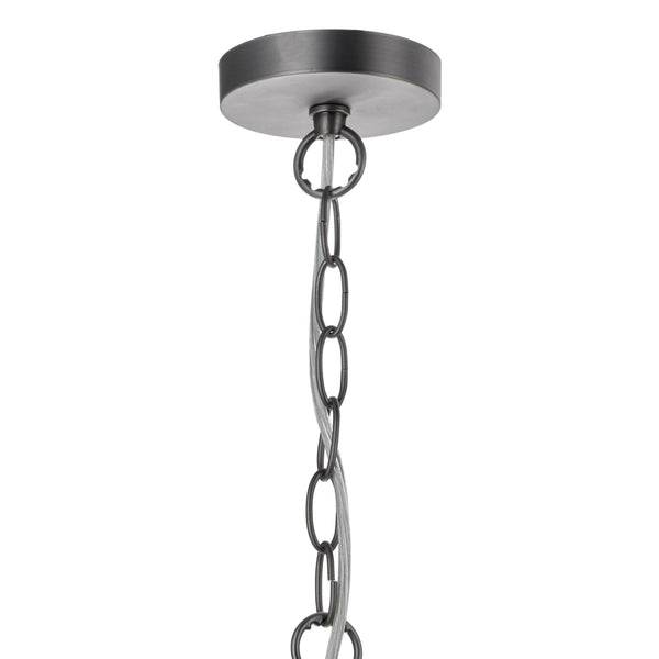 Tack Single Pendant In Antique Chrome With Textured Glass Shade
