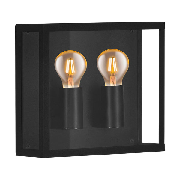 Alamonte 1 IP44 Outdoor Twin Lamp Wall Light in Black