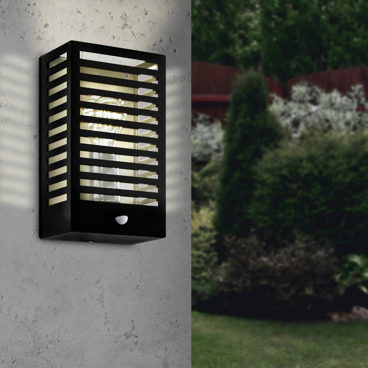 Alamonte 3 PIR IP44 Exterior Wall Light in Black