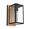 Budrone IP44 Dual Mount Wall Light in Black with Wood Effect Backplate