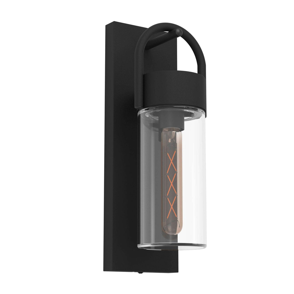 Carraro IP44 Exterior Wall Light in Black and Clear Glass