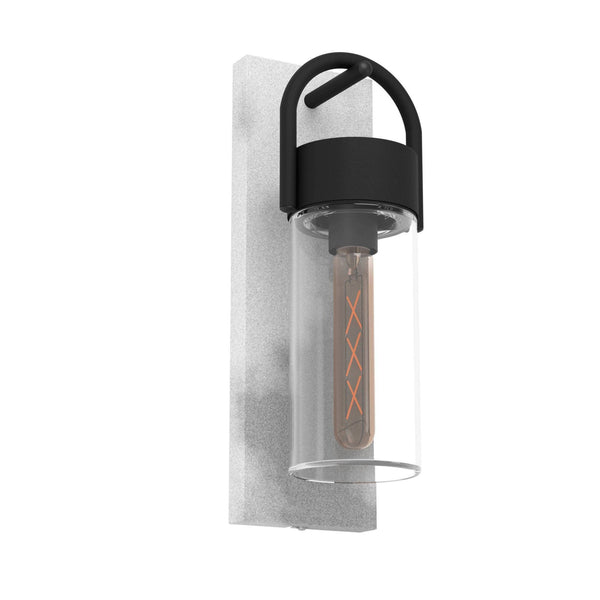 Carraro IP44 Exterior Wall Light in Black and Grey with Clear Glass