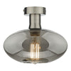 Emerson Semi Flush Ceiling Light In Antique Chrome With Smoked Glass Shade