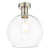 Emerson Semi Flush Ceiling Light In Antique Chrome With Clear Round Glass Shade