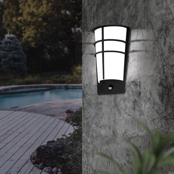 Breganzo 1 LED IP44 Outdoor PIR Wall Light in Anthracite
