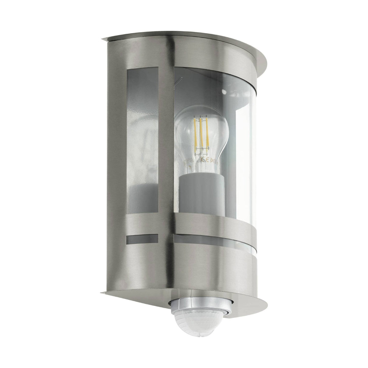 Tribano IP44 Exterior PIR Wall Light in Stainless Steel