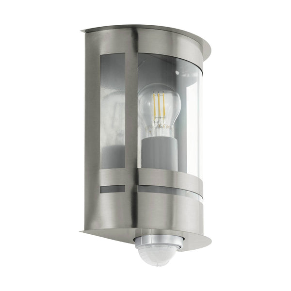Tribano IP44 Exterior PIR Wall Light in Stainless Steel