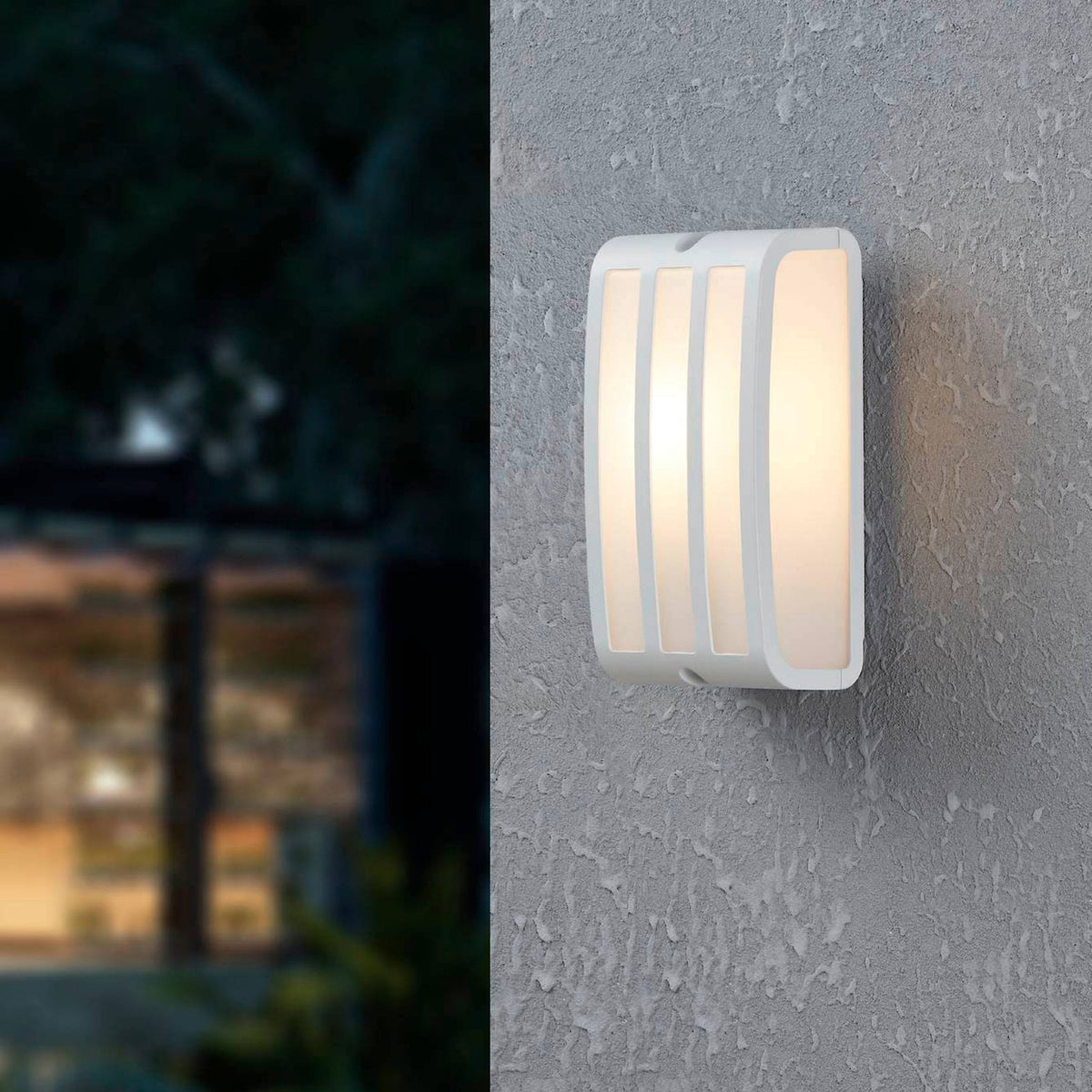 Camarda Slatted IP54 Exterior Wall Light in White