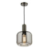 Nikolas Single Pendant In Antique Chrome With Smoked Glass Shade