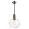 Nikolas Single Pendant In Antique Chrome With Round Clear Glass Shade