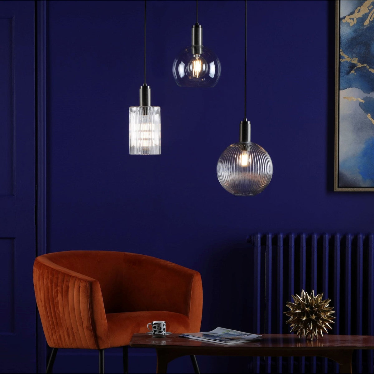 Nikolas Single Pendant In Antique Chrome With Round Clear Glass Shade