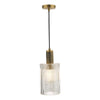 Nikolas Single Pendant In Antique Brass With Ribbed Cylinder Glass Shade