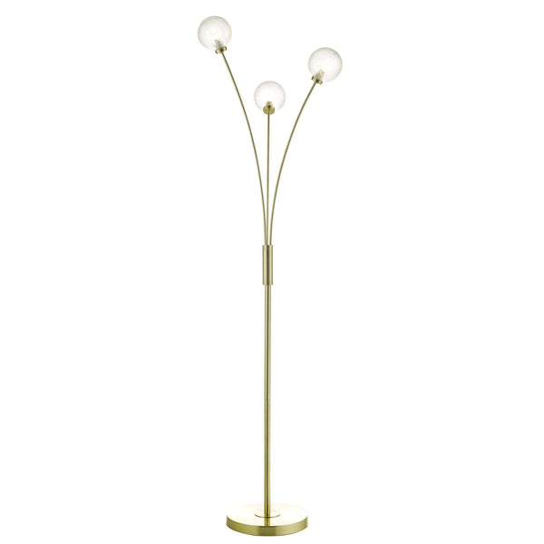 Avari Floor Lamp In Satin Brass With Frosted Glass Shades