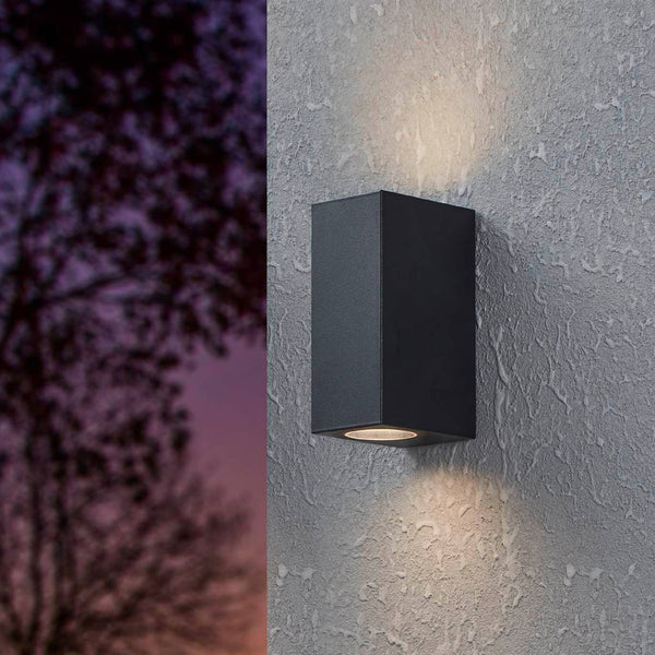 Jabaga IP44 Exterior GU10 Up & Down Wall Light in Black
