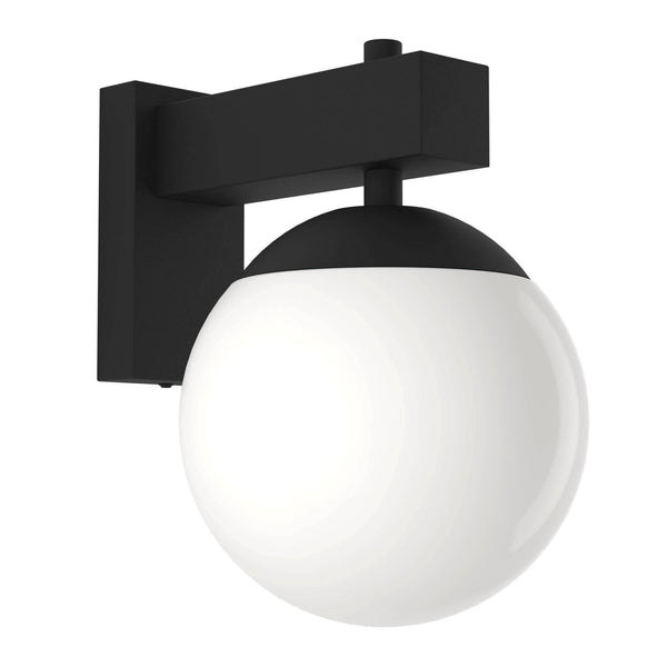 Bufalata IP44 Exterior Wall Light in Black with White Diffuser