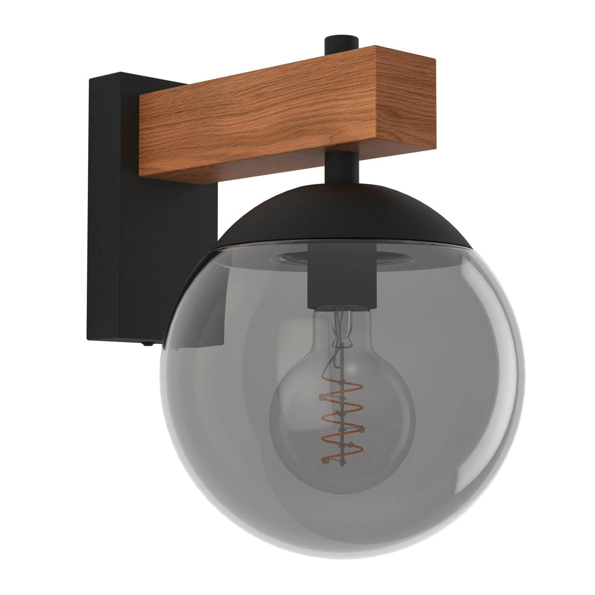 Bufalata IP44 Exterior Wall Light in Black & Brown with Black Transparent Diffuser