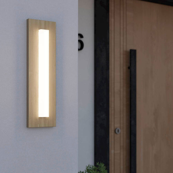 Bitetto IP44 Exterior LED Wall Light with Wood Effect