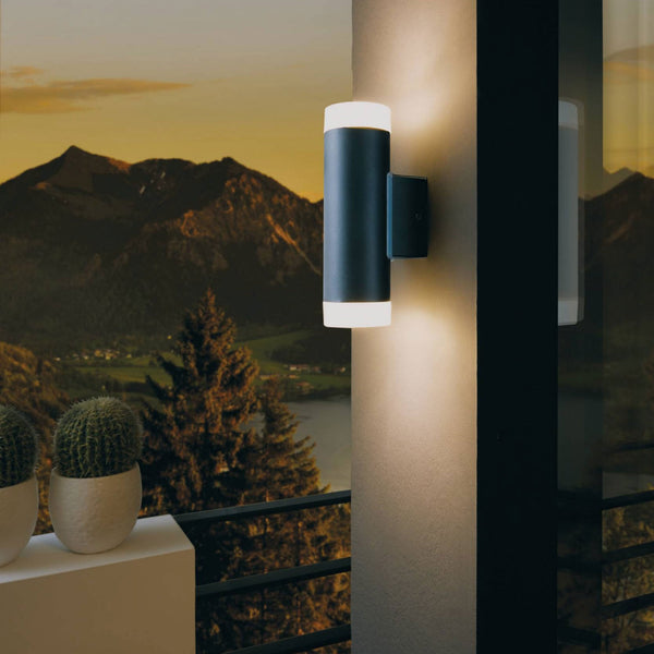 Riga LED Exterior Up and Down Wall Light in Black