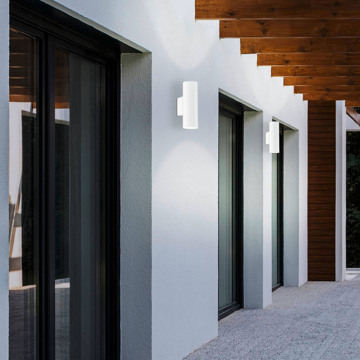 Riga IP44 Exterior Up and Down Wall Light in White