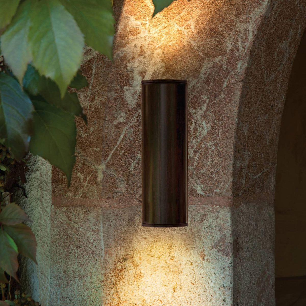 Riga IP44 Exterior Up and Down Wall Light in Antique Brown