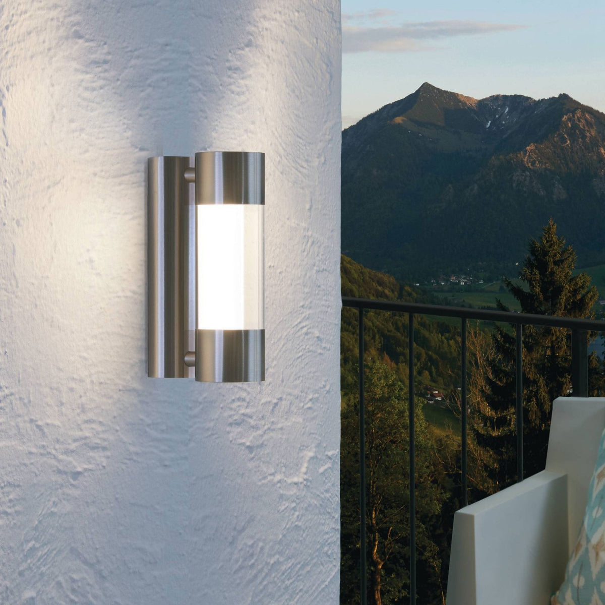 Robledo IP44 Exterior LED Wall Light in Stainless Steel